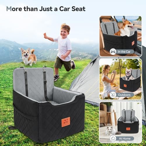 GL GLENSLAVE Dog Car Seat for Small/Medium Dogs Under 35 lbs (Balck/Grey) - Image 6