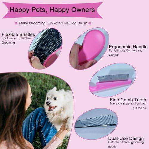 3 PCS Puppy Brush Grooming Kit (Pink) - Image 3