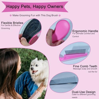 3 PCS Puppy Brush Grooming Kit (Pink) - Image 3
