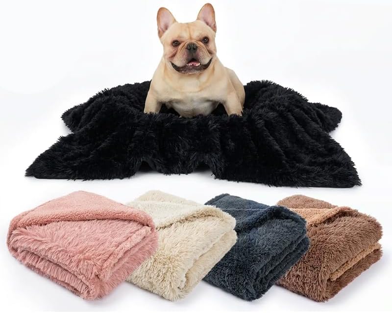 Pet Blankets Waterproof Fluffy Fleece Blanket Cat Dog Blankets Liquid Pee Proof Throw Blanket Reversible Furniture Protector Cover Washable for Couches Beds Sofa 65"x57" Black - Image 6