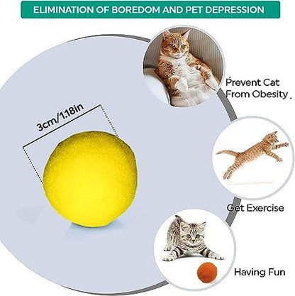 30 Pcs Soft Pom Pom Balls for Kittens with Cat Ball Launcher Toy, Interactive Plush Toy for Kitten Training and Play - Pet Products for Cats (3.0 CM with Bloster) - Image 6