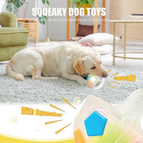 Dog Toy Ball with Handle, Toss and Fetch Play, Interactive Ball for Dogs Playing, Squeaky Floating (2pc) - Image 4
