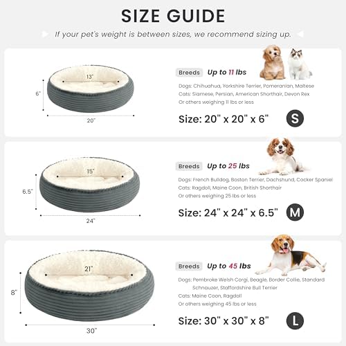 Love's cabin Round Donut Cat and Dog Cushion Bed, 24in Pet Bed for Small or Medium Dogs, Anti-Slip & Water-Resistant Bottom, Soft Durable Fabric Pet Beds, Washable Calming Cat Bed Bluish Grey - Image 4