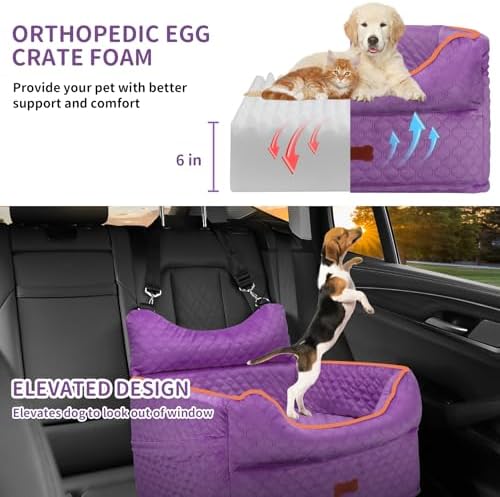 Dog Car Seat for Small Dogs Up to 25 lbs with 6-Inch Memory Foam Cushion - Image 2