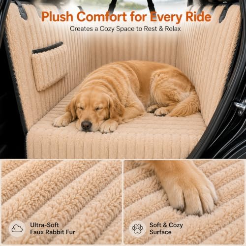 URPOWER Plush Dog Car Seat Cover, Waterproof Back Seat Hammock with Foam - Image 2