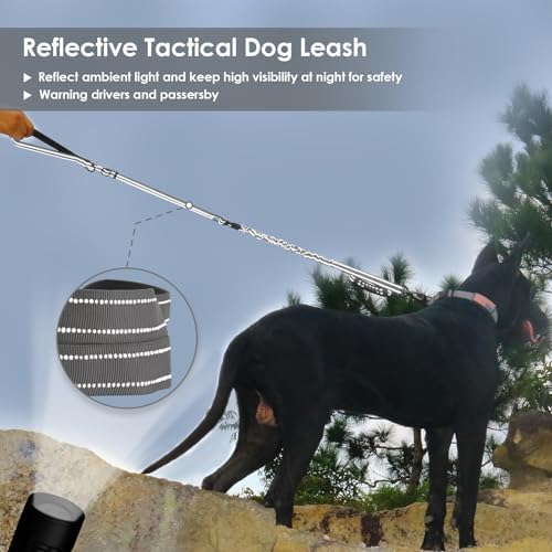 AUBELL Tactical Dog Leash Heavy Duty,4-6ft No Pull Bungee Leash,Grey - Image 4