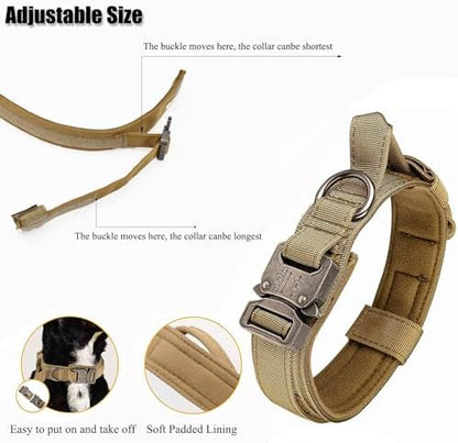 Tactical Dog Collar, Adjustable Military Training Nylon Collar, Brown XXL - Image 6