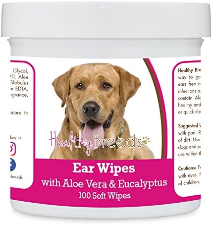 Healthy Breeds Labrador Retriever, Golden, Ear Cleaning Wipes with Aloe & Eucalyptus for Dogs 100 Count by HealthyBreeds