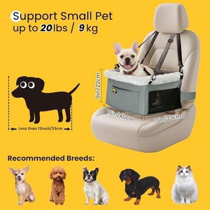 Conlun 2-Pack Dog Car Seat | Steel Frame Anti-Collapse | Small Pet | Grey - Image 2