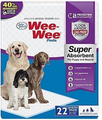 Four Paws Wee-Wee Super Absorbent Pads for Dogs, 22 Count by FourPaws