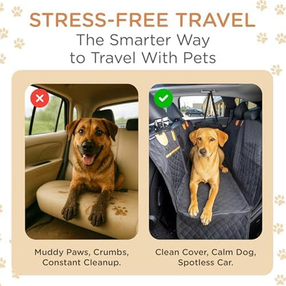 Pet Seat Cover for Back Seat – Waterproof Backseat Cover for Dogs in Car with Mesh Window, Oxford Fabric, Storage Pocket, Side Flaps & Carry Handles - Image 6