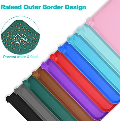 Silicone Waterproof Dog Cat Pet Feeding Mats, Non Slip, Easy Clean Pet Dog Cat Bowl Mats Placemat (24" x 16") Hunter Green - Image 4