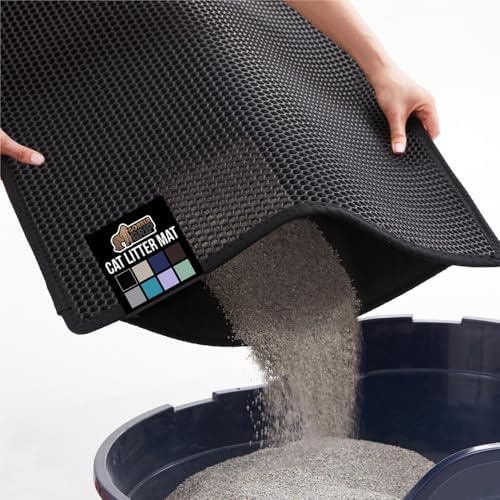 GORILLA GRIP Honeycomb Cat Litter Box Mat, Soft on Paws, 24x15 Black by Unknown