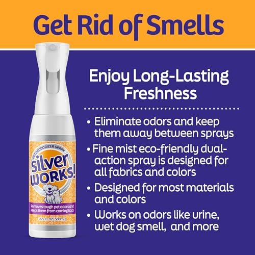 SilverWorks! Pet Odor Eliminator Spray For Home - Safe, Natural, Silver Ion Deodorizer - Cat, Dog Smell And Urine Odor Eliminator For Carpet, Furniture And Litter -16.9oz - Image 2