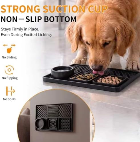 Silicone Enrichment Mat, Dog Bath Grooming Slow Feeder Bowl, Snuffle Lick Mat (Black) - Image 5