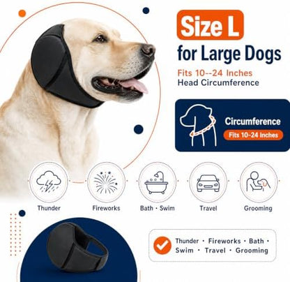 Dog Ear Muffs Noise Protection, Waterproof Calming Dog Ear Wrap for Anxiety Relief, No Shake Ear Flap Cover Snood Hoodie for Hematoma Recovery, Bathing, Grooming & Fireworks - Image 4