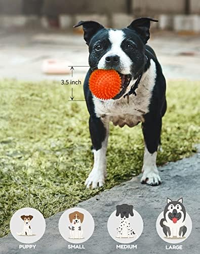 Pweituoet 3.5" Spike Dog Balls With Squeaky, Thicker and Durable, 2 Pack Chew Toys for Clean Teeth Training, Ball Toys for Aggressive Chewers, Puppy Small Medium Large Dogs - Image 3