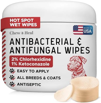 Dog Paw Wipes Antibacterial 50 Count - Antifungal Wipes for Dogs by ChewHeal
