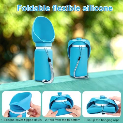 Dog Water Bottle Portable, Large Wide-Mouth Drinking Bowl (Blue) - Image 2