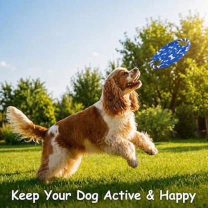 Dog Rope Flying Disc Toy with Squeaker | Durable Canvas Center & Braided Cotton Rope Ring | 2-in-1 Fetch & Tug Interactive Toy for Small & Medium Dogs | 9 Inch - Image 6