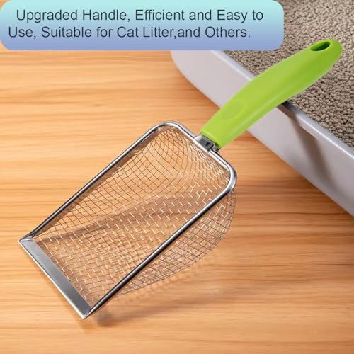 3PCS Cat Litter Scoop, Reptile Stainless Steel Fine Mesh,Litter Cleaner Corner Scoop Sand Sifter (Black-Green-Red) - Image 4