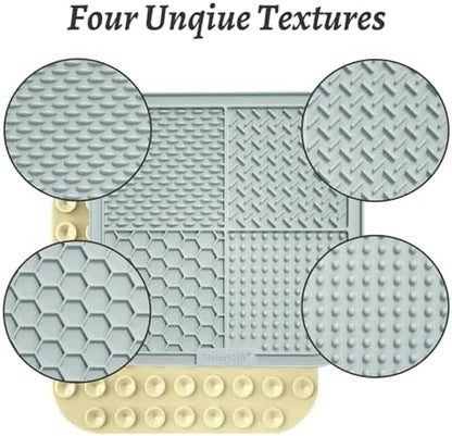 MateeyLife 2PCS Large Lick Mat for Dogs and Cats, Licking Mats for Dog Anxiety Relief, Cat Peanut Butter Lick Pad for Boredom Reducer, Dog Treat Mat Perfect for Bathing Grooming Gray&Beige - Image 2