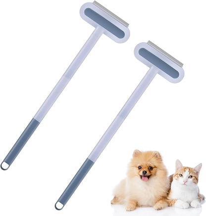 OMISTAR 2 Pcs 23.6 Inch Pet Hair Removal Tool, 4-in-1 Multifunctional Fur Cleaner with Extendable Handle, Reusable Dog Cat Hair Remover Brush for Furniture, Carpet, Couch, Bedding & Car Interiors