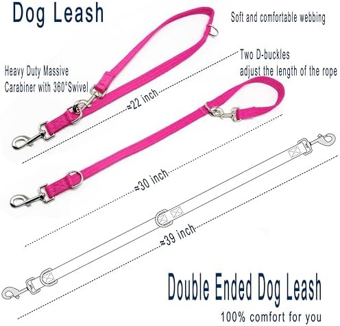 Double Ended Dog Leash,for Obedience Training Easy to Use,Lightweight,Soft for Large and Medium Dogs (Fuchsia, 1M*2.5CM) - Image 3