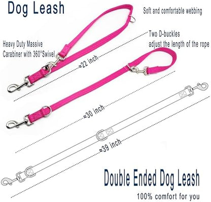 Double Ended Dog Leash,for Obedience Training Easy to Use,Lightweight,Soft for Large and Medium Dogs (Fuchsia, 1M*2.5CM) - Image 3