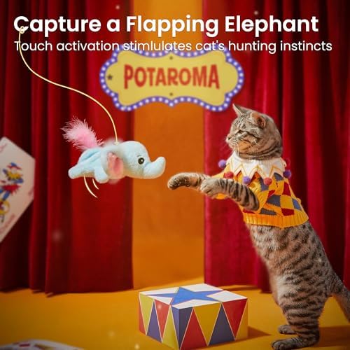 Potaroma Cat Toys Flapping Elephant, Touch Activated Interactive Kicker - Image 2