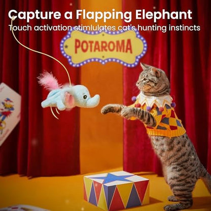 Potaroma Cat Toys Flapping Elephant, Touch Activated Interactive Kicker - Image 2