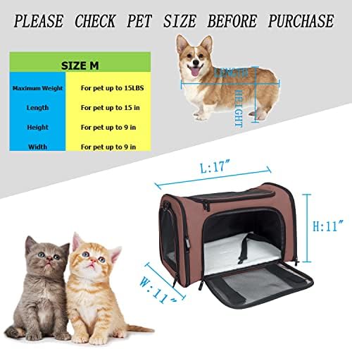 Soft Sided Carrier for Small Medium Cats Dogs,TSA Airline Approved Collapsible Travel Pet Carrier (Medium, Brown) - Image 4