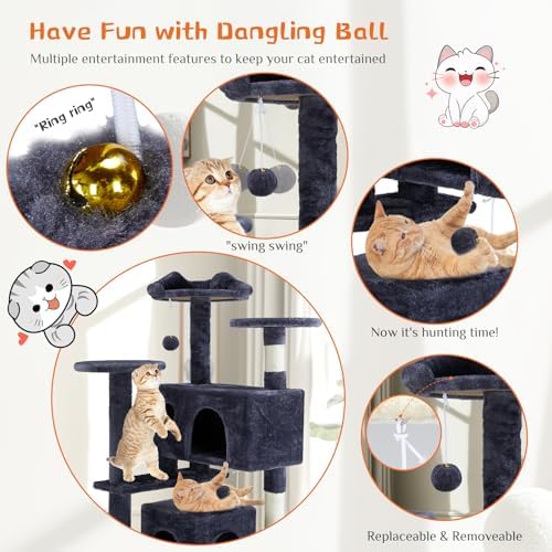 Sweetcrispy 54 Inch Cat Tree Tower with Scratching Post, Indoor Use - Image 4