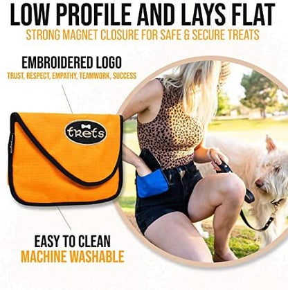 Woofhoof Dog Treat Pouch, Orange Training Treat Pouch - Clip On Dog Treat Holder, Innovative No Spill Design, Magnetic Flap, Expandable Gusset, Made of Durable Nylon, Machine Washable - Image 3