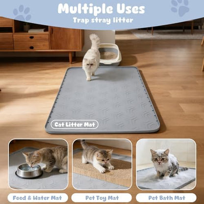 JUJOMAT Cat Litter Box Mat, 40"*28" Large Silicone Cat Litter Trapping Mat - Image 5