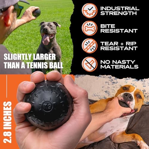 Monster K9 Beast Ball | Virtually Indestructible. Lifetime Guaranteed. | VULCRON™ Natural Rubber | USA Made | Durable Dog Toy for Aggressive Chewers | Chew, Fetch | Med & Large, 2.8” (Tennis Ball) - Image 4