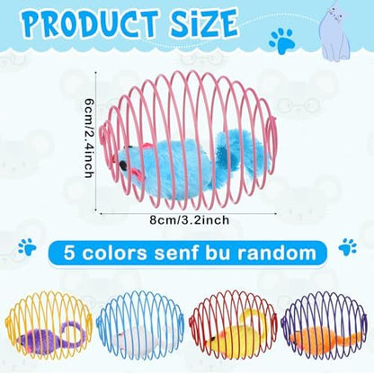 Jecery 5 Pcs Cat Toys Spring,Mouse,Multicolor - Image 2