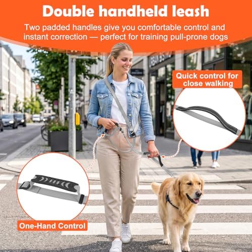 XiaZ Hands Free Dog Leash,Versatile Crossbody Dog Leash,5.9-7.9 FT Waist Belt with Double Handles for Small Medium and Large Dogs Walking, Running and Jogging, Gray - Image 4