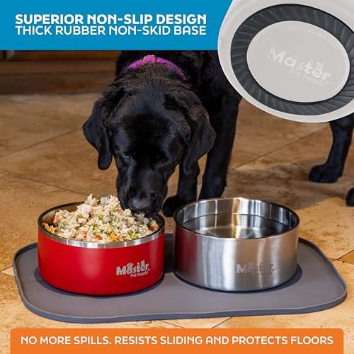 Master Pet Supply Stainless Steel Dog Bowls 128 oz Heavy Duty Bone White - Image 5