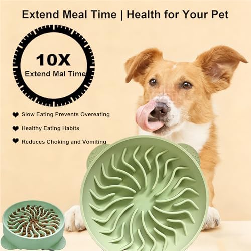 Nalchios Silicone Slow Feeder Dog Bowl, Anti-Choking Slow Eating Pet Bowl for Dogs Cats, Non-Slip, BPA-Free, Easy to Clean, Interactive Feeding for Puppies Kittens Small Medium Large Breeds (Green) - Image 5