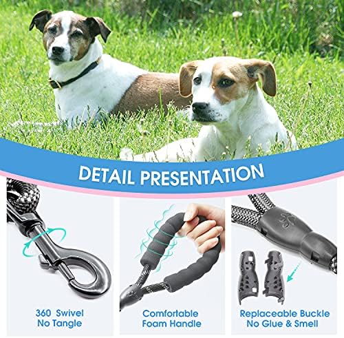 BAAPET 2/4/5/6 FT Dog Leash with Comfortable Padded Handle and Highly Reflective Threads for Small Medium and Large Dogs (5FT-1/2'', Black) - Image 3
