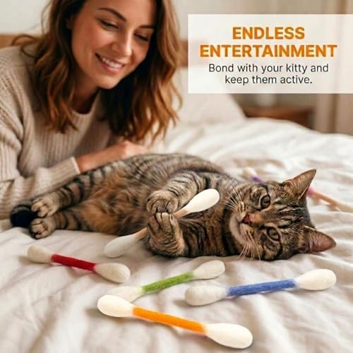 Glaciart One Swabs Cat Toys with Catnip - 6 Pk | Durable for Chew, Cute Cat Toys Interactive Kitty for Boredom, Exercise, & Play | Filled w/Organic Catnip for Anxiety & as Digestive Aid | Gift Idea - Image 6