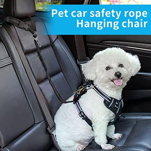 YAOHDAO Dog Seat Belt Harness for Car, Restraint Adjustable with Elastic Bungee Buffer Headrest for Vehicle, 360° Swivel Carabiner Nylon Pet Safety Seat Belts Heavy Duty Car Harness for Dogs (Black) - Image 2