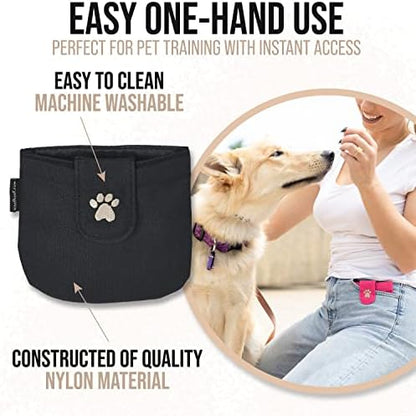 Dog Treat Pouch, Black Pocket Sized Training Reward Pouch - Lightweight Dog Treat Holder with Magnetic Flap for Stability, Perfect Dog Accessories, Made of Durable Nylon, Machine Washable - Image 3