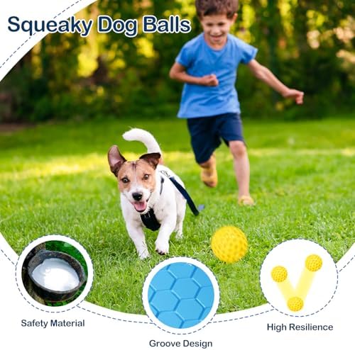 2 Pack Indestructible Squeaky Dog Balls for Aggressive Chewers, Interactive Dog Toys for Teething, Relieving Anxiety. Chew Toy for Large, Medium Breeds, Outdoor Rubber Balls. - Image 3