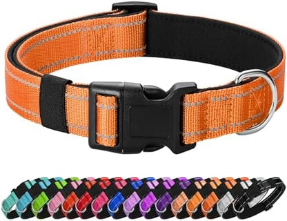 Reflective Dog Collar, Adjustable Nylon for Small Dogs, Orange by Penseepet