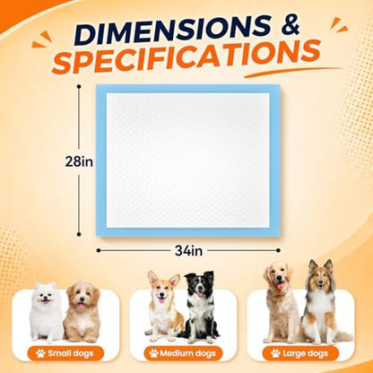 Puppy Pads 60 Count 28"x34" XL Pee Pads for Dogs with Adhesive Tabs - Image 2