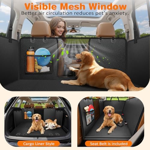 URPOWER Hard Bottom Dog Car Seat Cover for Back Seat, Waterproof Hammock - Image 4