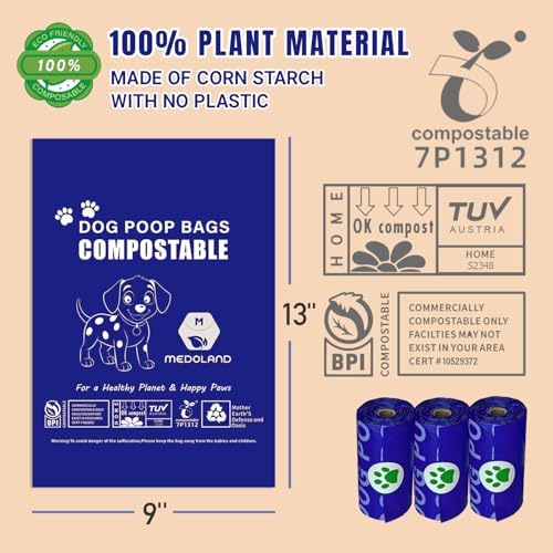 Compostable Dog Poop Bags BPI Certified Biodegradable Pet Waste Bags Leak-Proof Thickened and Opaque Eco Design (16 rolls 240 bags) - Image 2