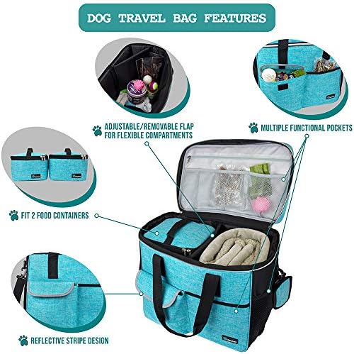 PetAmi Dog Travel Bag Organizer, Pet Supplies Diaper Tote, Teal Blue Large - Image 4